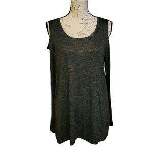 Matty M Ladies Size Medium Gray Long Sleeve Cold Shoulder Top